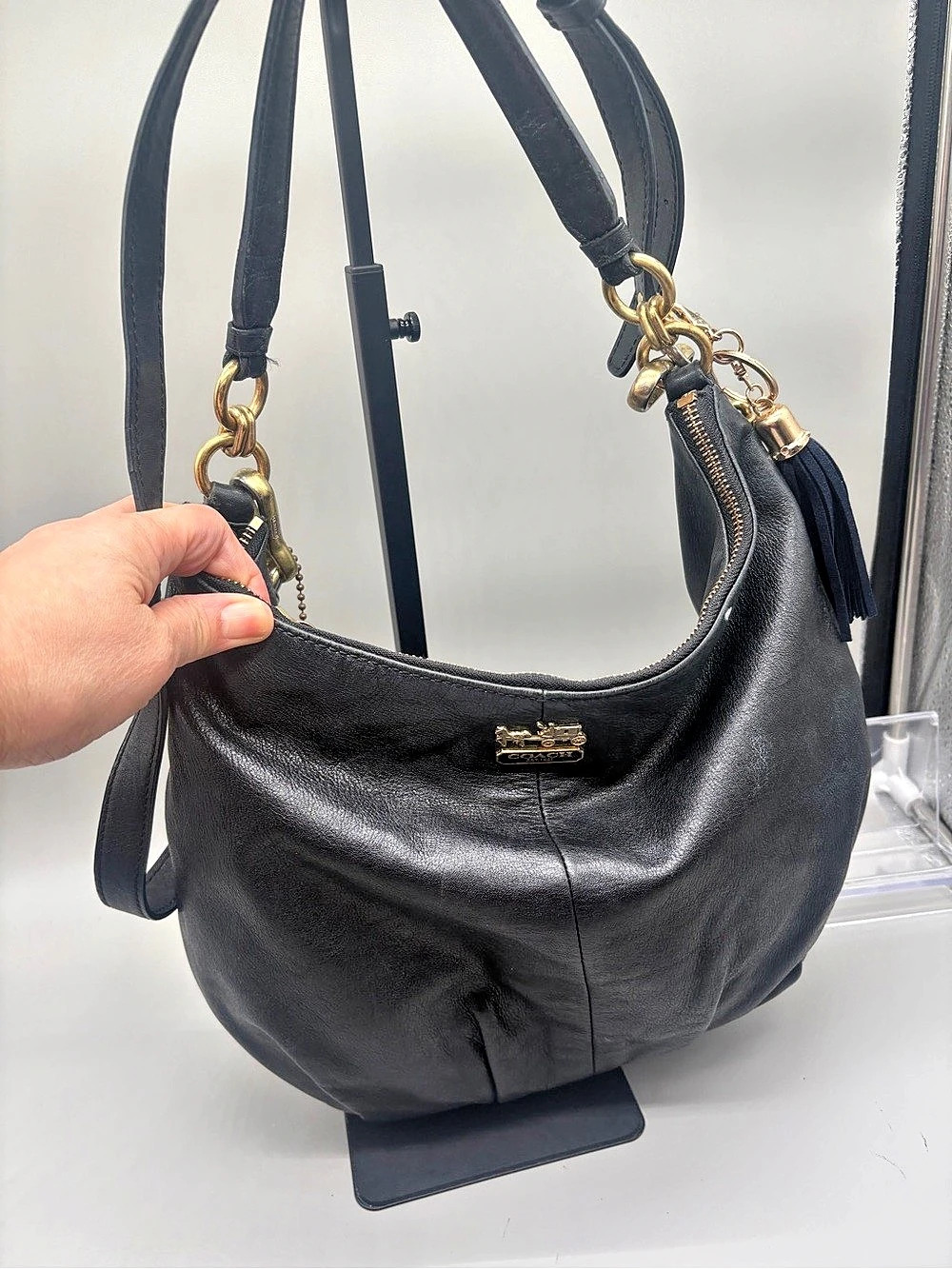 Coach Black Leather Hobo Bag
